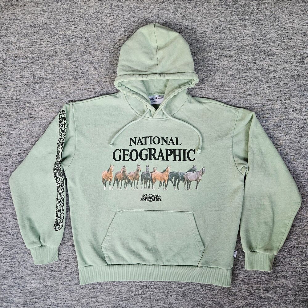 Parks Project x National Geographic Hoodie Women's Large Green Horses Graphic